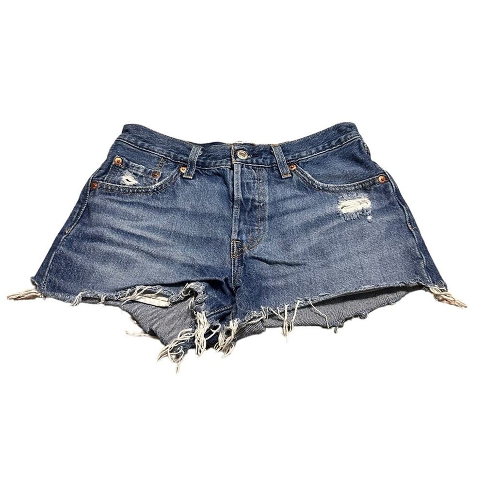 Levi Strauss 501 Cut Off Denim Jean Shorts size 25